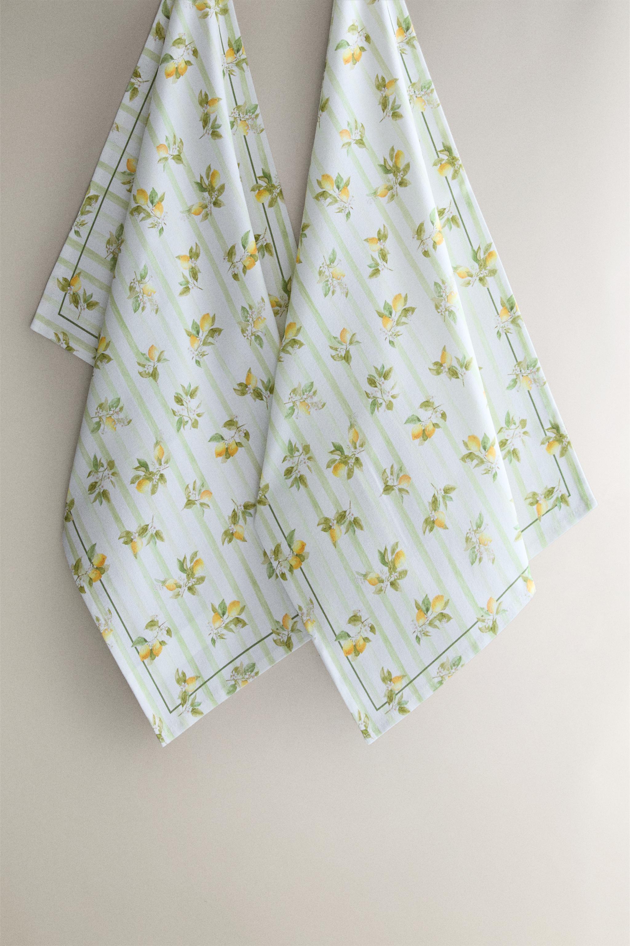 LOT TORCHONS CUISINE COTON CITRONS (LOT DE 2)